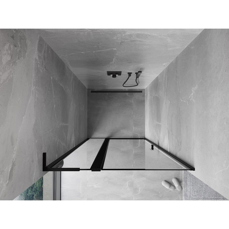 Mexen Mist L лява отваряема душ кабина 95 см, черна рамка, черно - 8A4L-095-000-70-70-L