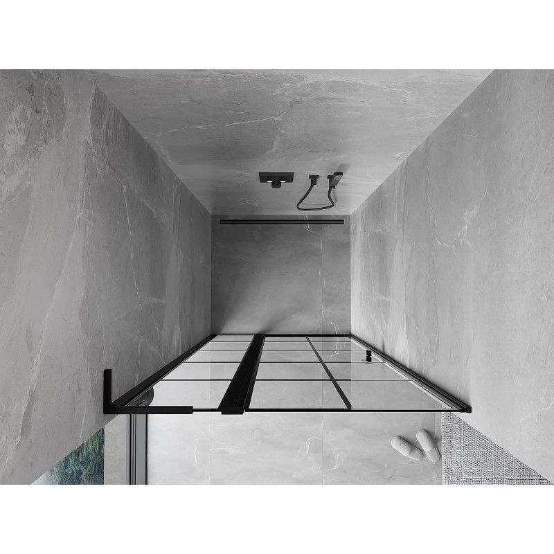 Mexen Mist L душ врати люлеещи се леви 90 см, черна решетка, черни - 8A4L-090-000-70-77-L