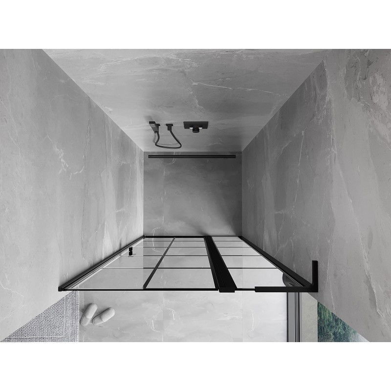 Mexen Mist L врати за душ кабина, черна решетка, черни - 8A4L-100-000-70-77-P