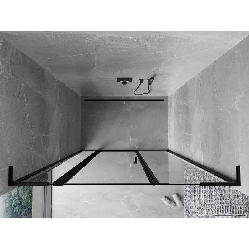 Mexen Mist L леви душ врати 155 см, черна рамка, черни - 8A4L-155-001-70-70-L