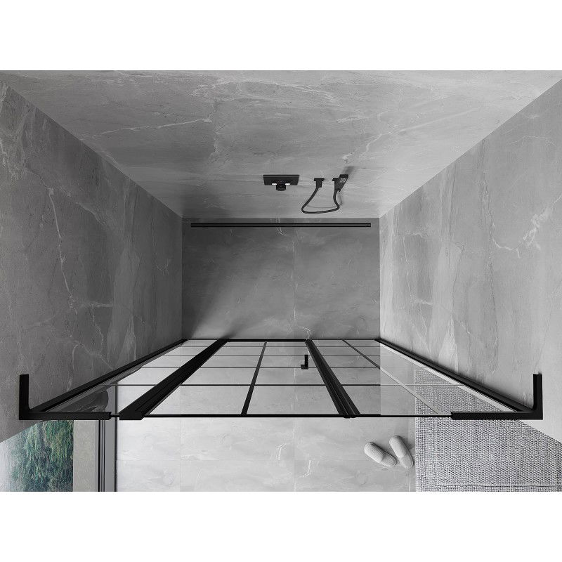 Mexen Mist L Душ кабина с панти, лява, 150 см, черна решетка, черна - 8A4L-150-001-70-77-L