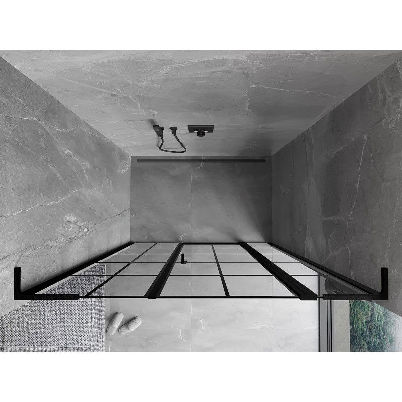 Mexen Mist L врата за душ кабина с отваряне на дясно 145 см, черна решетка, черно - 8A4L-145-001-70-77-P