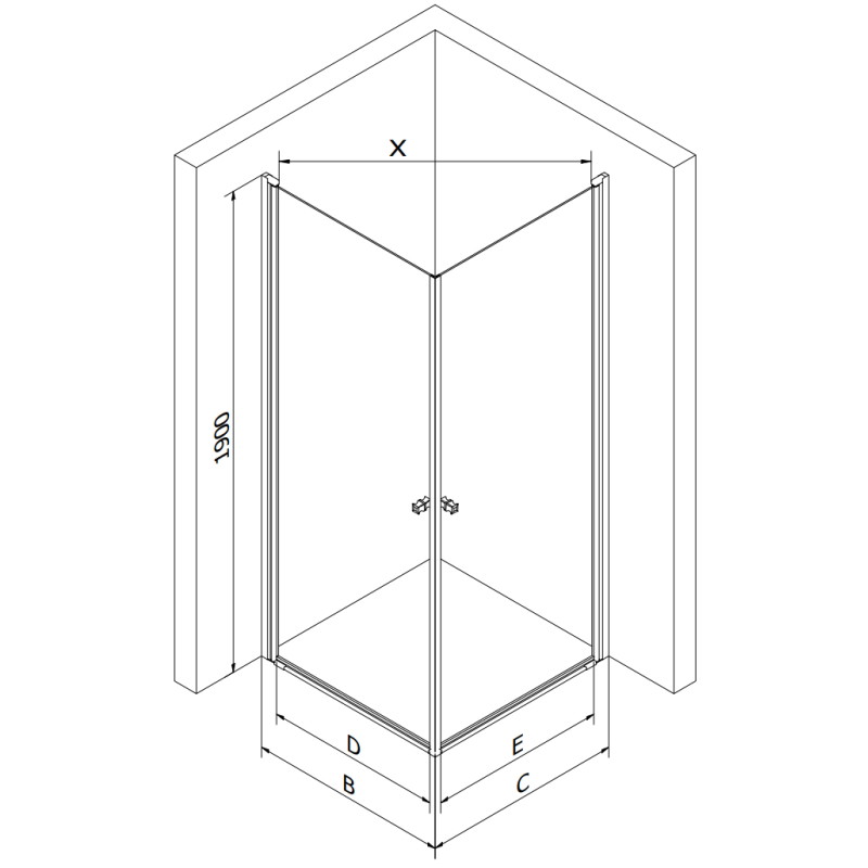 Mexen Pretoria Двойна душ кабина с врати 90 x 90 см, прозрачна, черна
