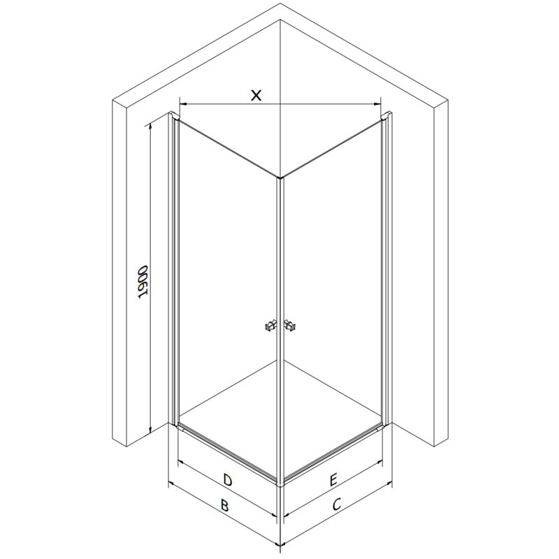 Mexen Pretoria Душ кабина с две врати 80 x 80 см, прозрачно стъкло, хром + плосък