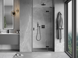 Mexen Mist-H душ кабина с отваряща се врата надясно 105 см, прозрачна, черна - 8A5-105-000-70-00-P