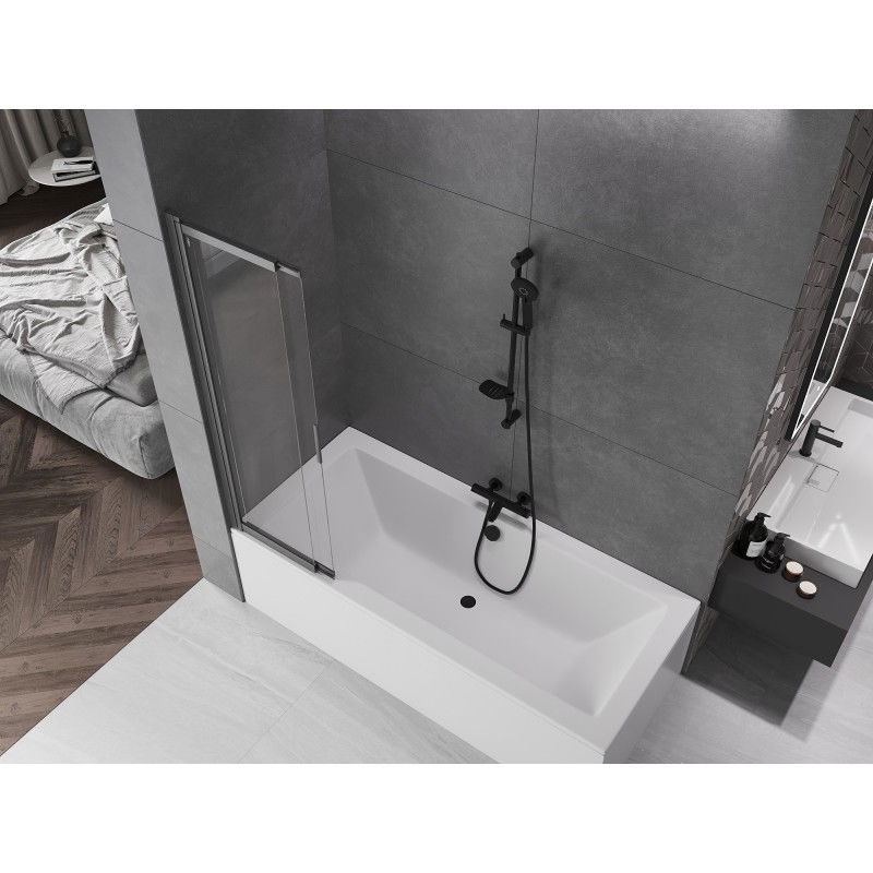Mexen Fox двукрилен плъзгащ се параван за вана 85 x 150 cm, прозрачен, четка gun gray - 891-085-002-66-00