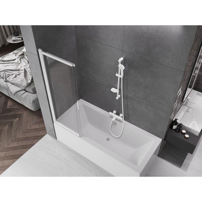 Mexen Fox двукрила плъзгаща се преграда за баня 100 x 150 см, прозрачна, бяла - 891-100-002-20-00