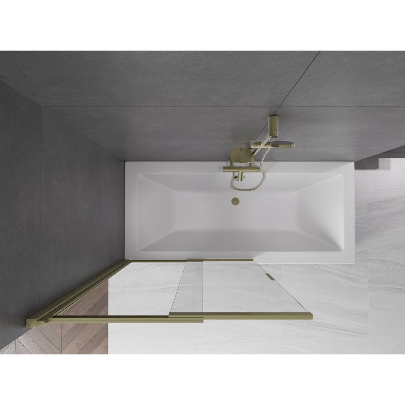 Mexen Fox душ параван с две плъзгащи се врати 100 x 150 cm, прозрачен, златиста четка - 891-100-002-55-00