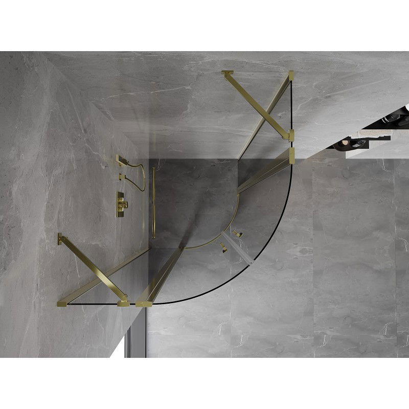 Mexen Mist душ кабина полукръгла отваряема 80 x 80 cm, прозрачна, златна - 8A32-080-080-50-00