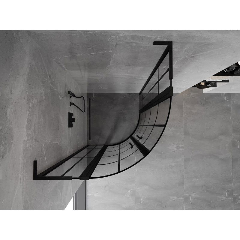 Mexen Mist L заоблена душ кабина с отваряеми врати 100 x 100 cm, черна решетка, черна - 8A32L-100-100-70-77