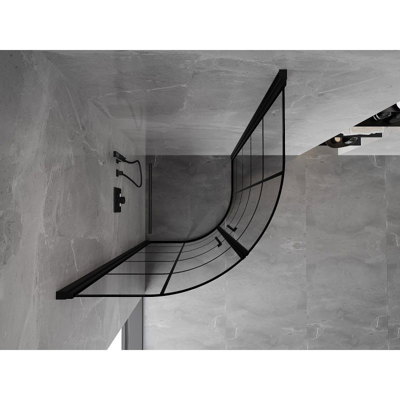 Mexen Mist овална душ кабина с отварящи се врати 70 x 70 см, черна решетка, черна - 8A31-070-070-70-77