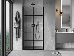 Mexen Mist-B окачени ляви душ врати 90 см, черна решетка, черно - 8A2-090-000-70-77-L