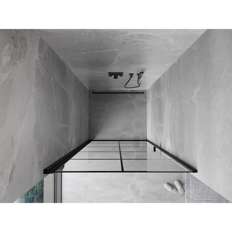 Mexen Mist-B окачени ляви душ врати 90 см, черна решетка, черно - 8A2-090-000-70-77-L