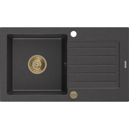 Mexen Pablo гранитна мивка с 1 отделение и сушилник 752 x 436 mm, черна на петна,