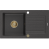 Mexen Pablo мивка от гранит с 1 отделение и отцедник 752 x 436 mm, черно-бял на капки, сифон златен - 6510751010-76-G