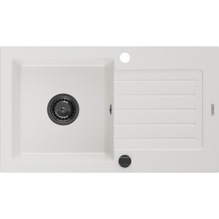 Mexen Pablo гранитна мивка с 1 отделение и сушилник 752 x 436 мм, бяла, черен