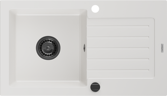 Mexen Pablo гранитна мивка с 1 отделение и сушилник 752 x 436 мм, бяла, черен