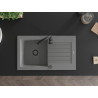 Mexen Pablo гранитна мивка с едно корито и отцедник 752 x 436 mm, сива, черен