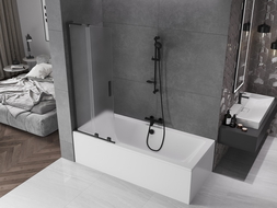 Mexen Velar L параван за вана, плъзгащ се с 2 крила, 70 x 150 см, матиран, черен - 896-070-003-31-70