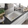Mexen Elias гранитна кухненска мивка с една камера с отцедник 795 x 480 mm, бял,