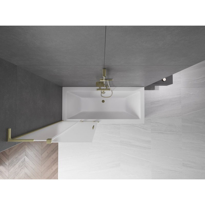 Mexen Velar L преграда за вана с 2-крила плъзгаща се 80 x 150 см, мразовито, златно матово - 896-080-003-31-55