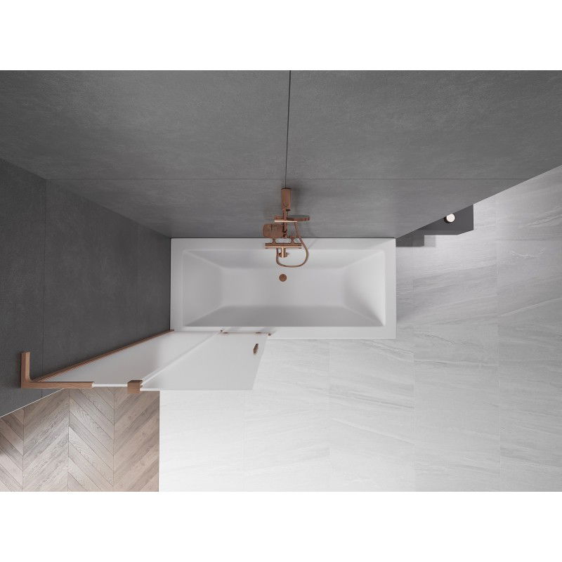 Mexen Velar L параван за вана 2-крилен плъзгащ се 80 x 150 см, матов, четкана мед - 896-080-003-31-65