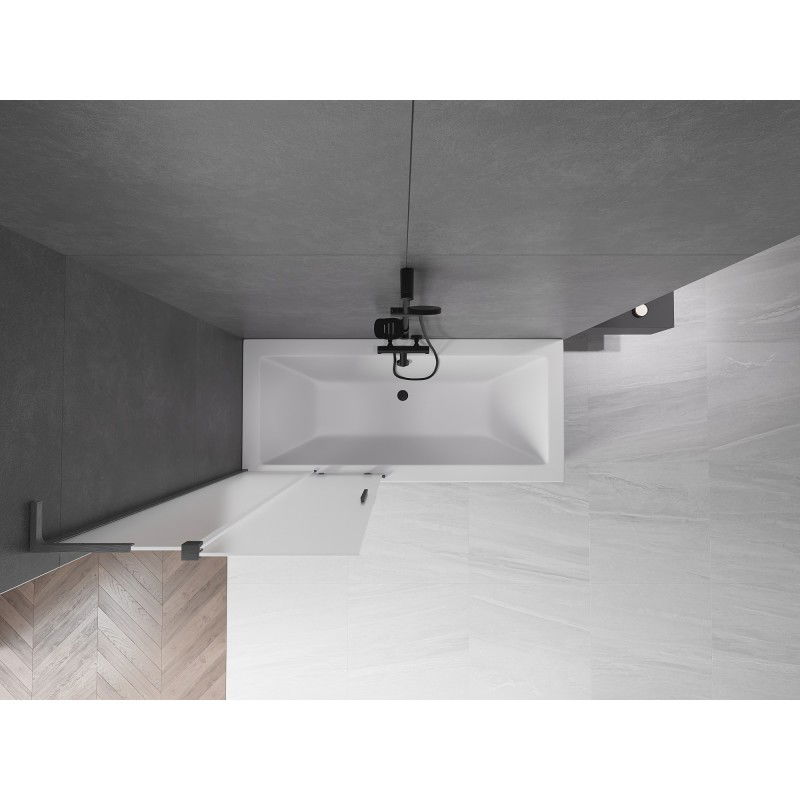 Mexen Velar L вана параван 2-крилен плъзгащ се 80 x 150 см, матиран, четкан gun gray - 896-080-003-31-66