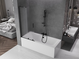 Mexen Velar L параван за вана с 2 плъзгащи се врати, 80 x 150 см, матирано, черно - 896-080-003-31-70