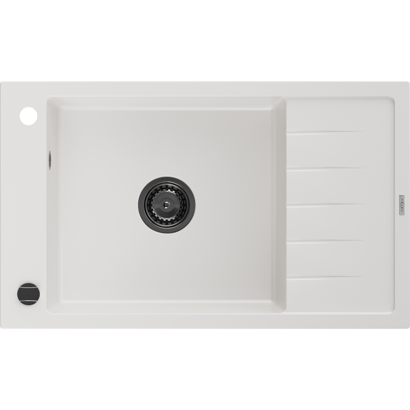 Mexen Elias гранитна мивка с една камера и отцедник 795 x 480 мм, бяла, черен
