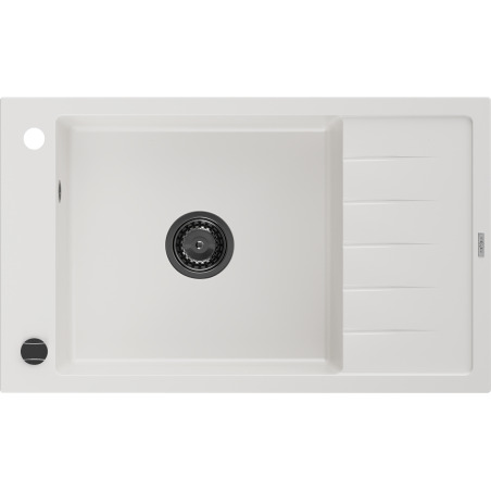 Mexen Elias гранитна мивка с една камера и отцедник 795 x 480 мм, бяла, черен
