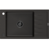 Mexen Elias гранитна мивка с 1 отделение и отцедник 795 x 480 мм, черно/златен металик, черен сифон - 6511791005-75-B
