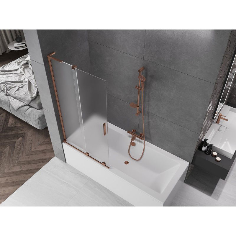 Mexen Velar L вана екран с 2 крила плъзгащ се 90 x 150 см, матов, розово злато - 896-090-003-31-60