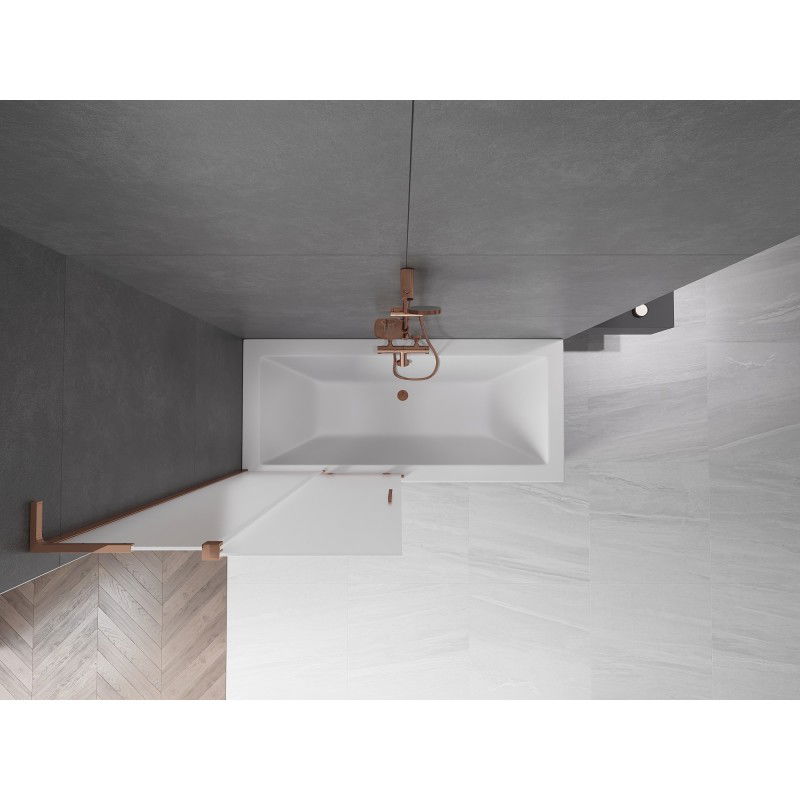 Mexen Velar L параван за вана, двукрили плъзгащи се врати, 95 x 150 см, мат, розово злато - 896-095-003-31-60