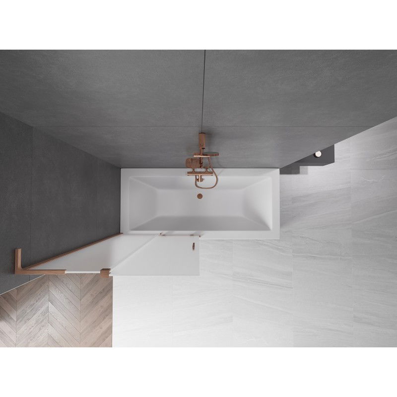 Mexen Velar L сгъваем и плъзгащ се параван за вана 2-крилен 90 x 150 см, матов, четкана мед - 896-090-003-31-65