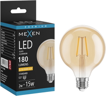 Mexen Vintis LED крушка с нажежаема жичка E27, G95, 2W, Топла - 2200K, 180 lm, кехлибар