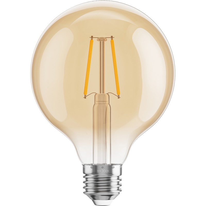 Mexen Vintis LED крушка с нажежаема жичка E27, G95, 2W, Топла - 2200K, 180 lm, кехлибар