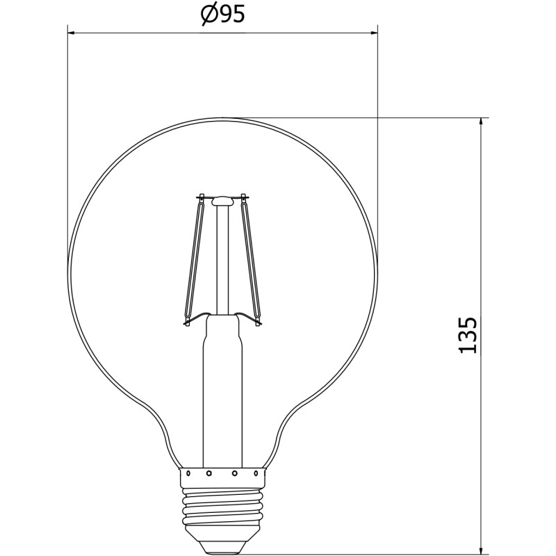 Mexen Vintis LED крушка с нажежаема жичка E27, G95, 2W, Топла - 2200K, 180 lm, кехлибар