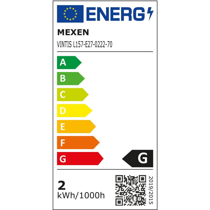 Mexen Vintis LED крушка филамент E27, G95, 2W, Топла - 2200K, 150 lm, опушена - L157-E27-0222-70