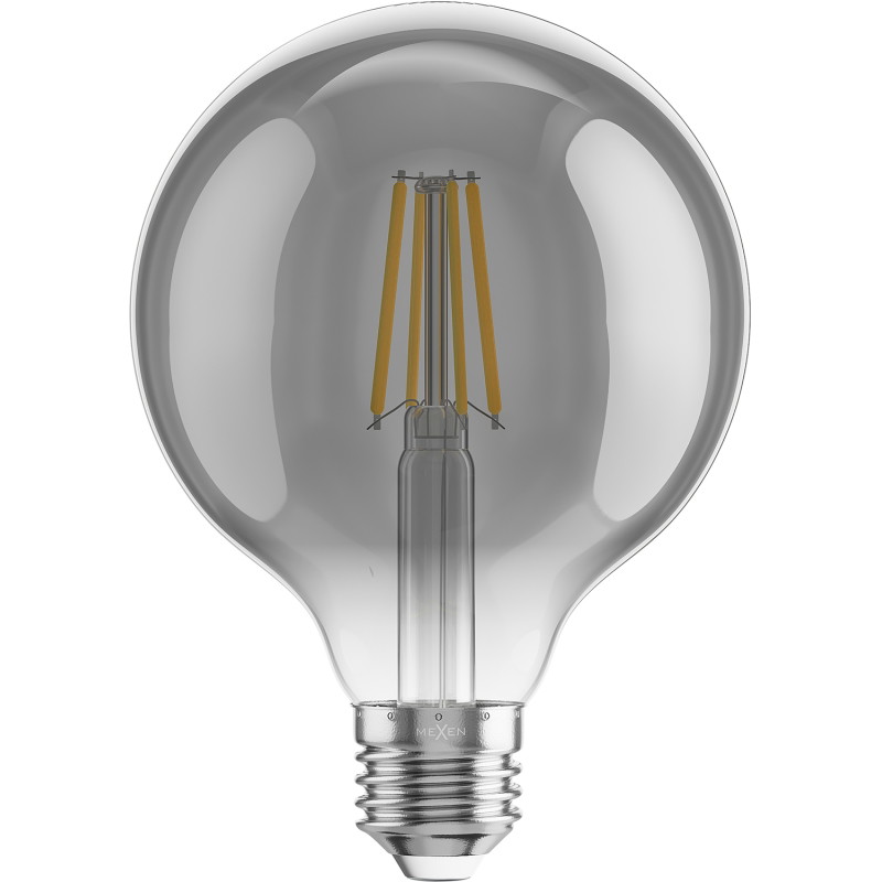 Mexen Vintis LED филаментна крушка E27, G95, 6W, Топла - 2200K, 450 lm, димна - L157-E27-0622-70
