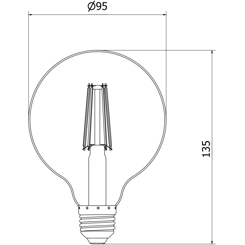 Mexen Vintis LED филaментна крушка E27, G95, 8W, Топла - 2200K, 750 lm, Amber - L157-E27-0822-50