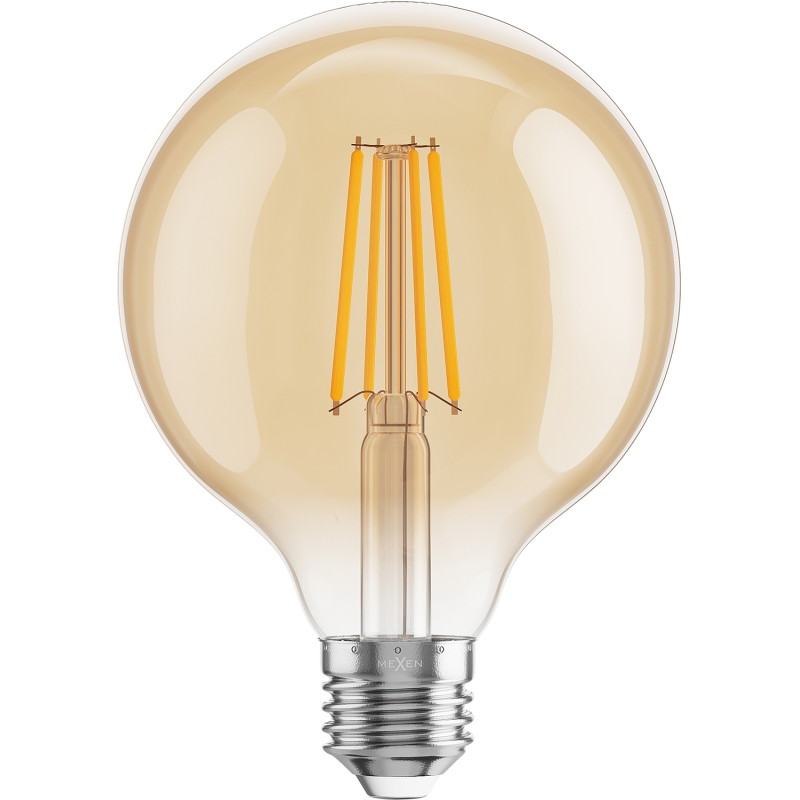 Mexen Vintis LED филaментна крушка E27, G95, 8W, Топла - 2200K, 750 lm, Amber - L157-E27-0822-50