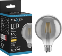 Mexen Vintis LED нажежаема крушка E27, G95, 4W, Топло - 2700K, 300 lm, димна - L157-E27-0427-70