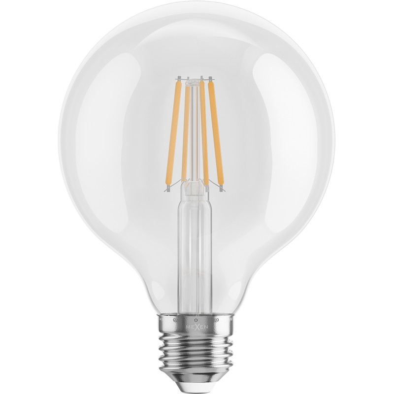 Mexen Vintis LED LED крушка филамент E27, G95, 6W, Топла - 2700K, 720 lm, прозрачна