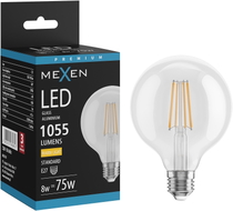 Mexen Vintis LED филамент крушка E27, G95, 8W, Топла - 2700K, 1055 lm, чиста - L157-E27-0827-00