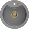 Mexen Diego гранитна мивка с едно корито 488 x 480 мм, сива, сифон златен