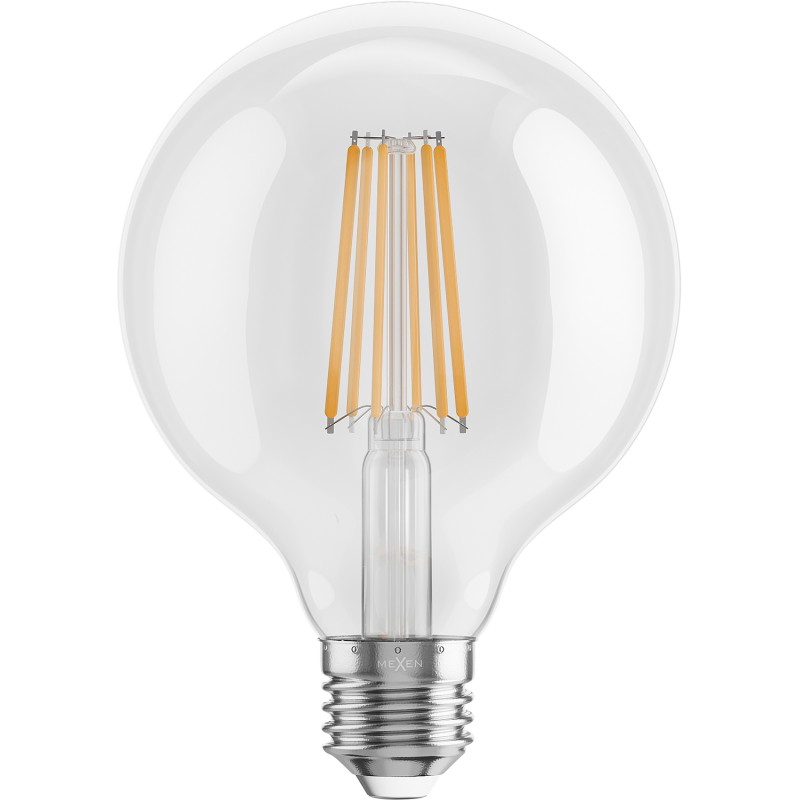 Mexen Vintis LED нажежаема жичка лампа E27, G95, 10W, Топла - 2700K, 1320 lm, прозрачен