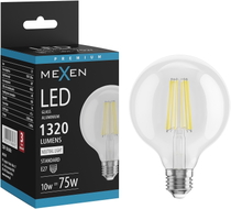 Mexen Vintis LED филамент крушка E27, G95, 10W, неутрална - 4000K, 1320 lm, прозрачен