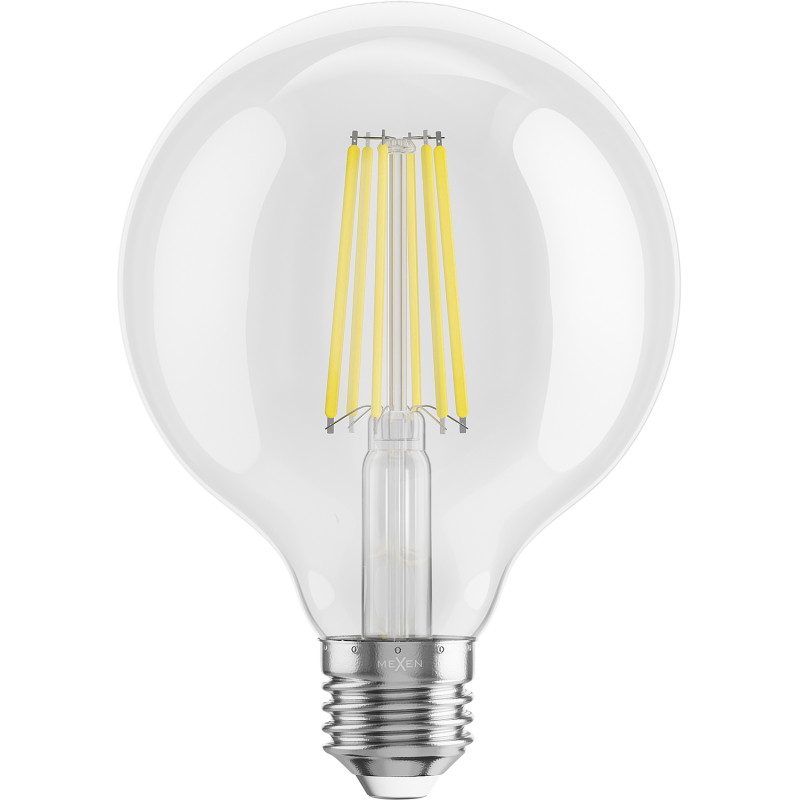 Mexen Vintis LED филамент крушка E27, G95, 10W, неутрална - 4000K, 1320 lm, прозрачен