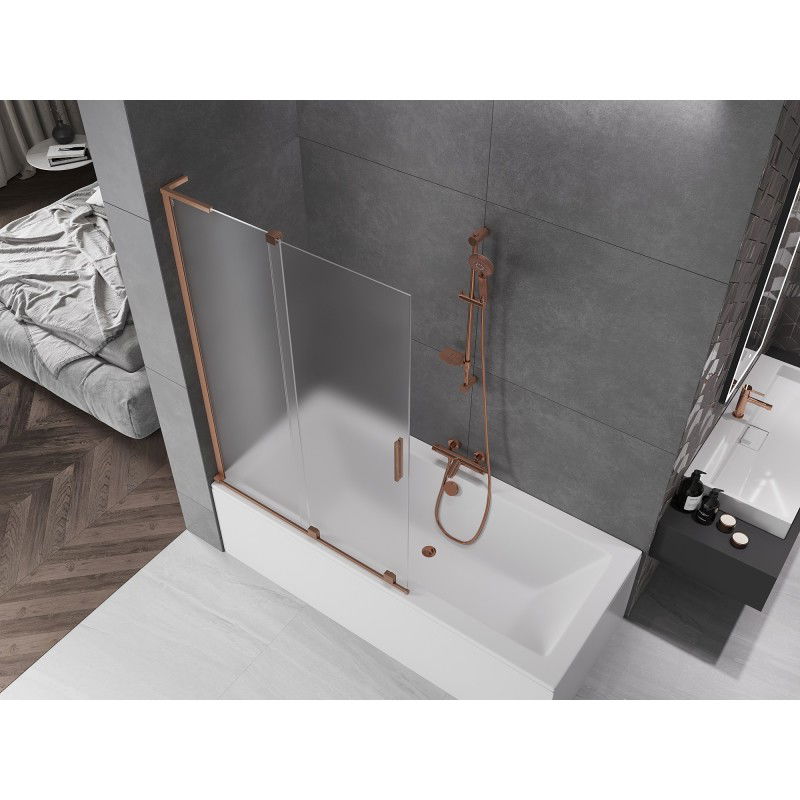 Mexen Velar L баня тип параван с 2 плъзгащи крила 110 x 150 см, матирано стъкло, матирана мед - 896-110-003-31-65