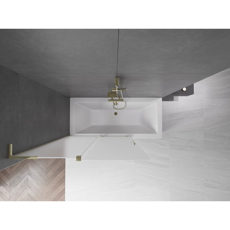 Mexen Velar L преграда за вана, плъзгаща се, 2-крила, 120 x 150 см, матирано, златно - 896-120-003-31-50